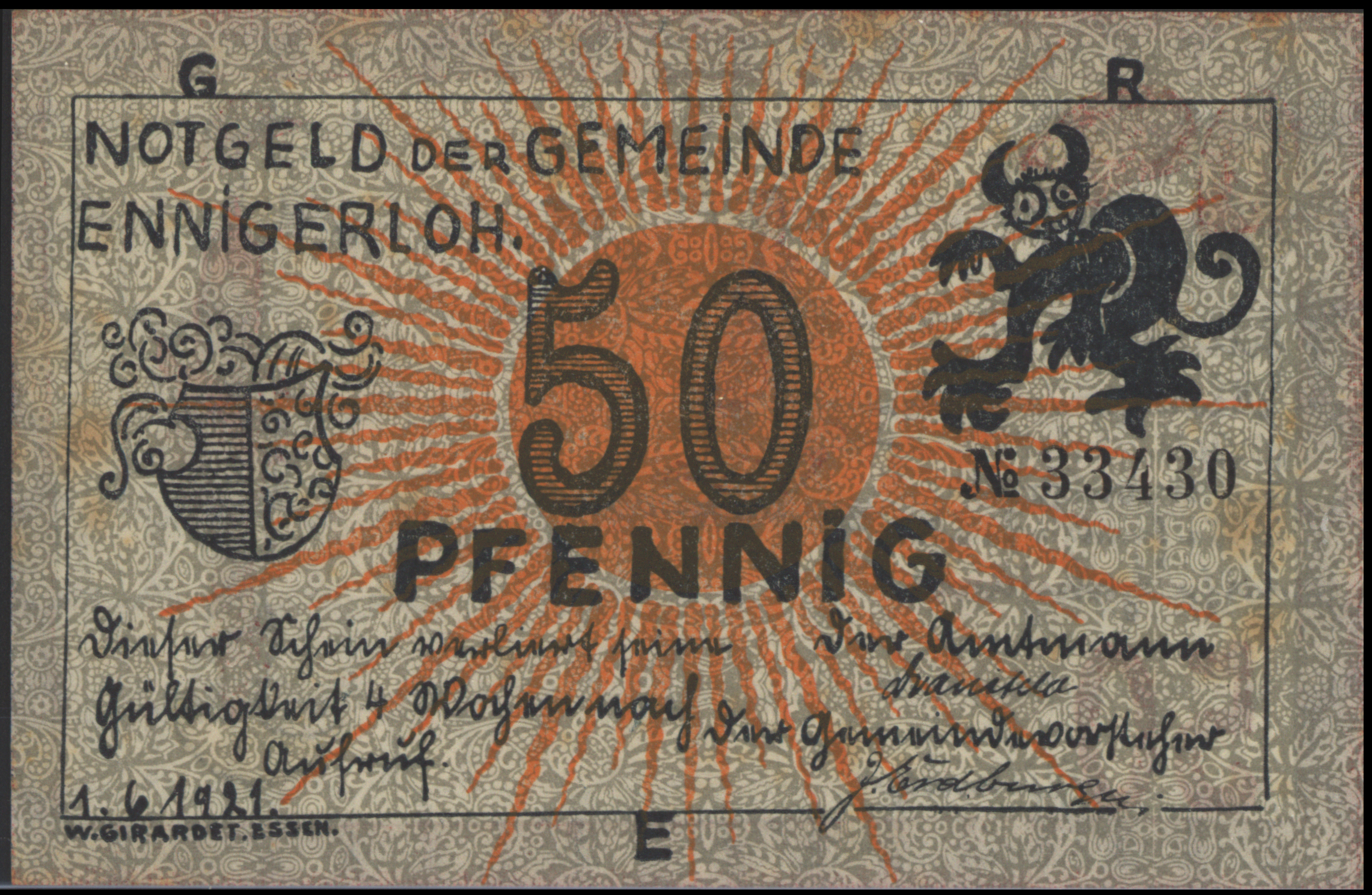 Duitsland - Noodgeld - Ennigerloh - (Wfl / NW) Gemeinde Grab/Mehl.:338.1b3 50 Pfennig 1921