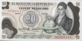 Colombia P409 20 Pesos Oro 1966-'83