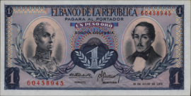 Colombia P404 1 Peso oro 1959-'77