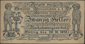 Austria - Emergency issues - Weissenstein an der Drau KK. 1159.I 20 Heller 1920 (No date)
