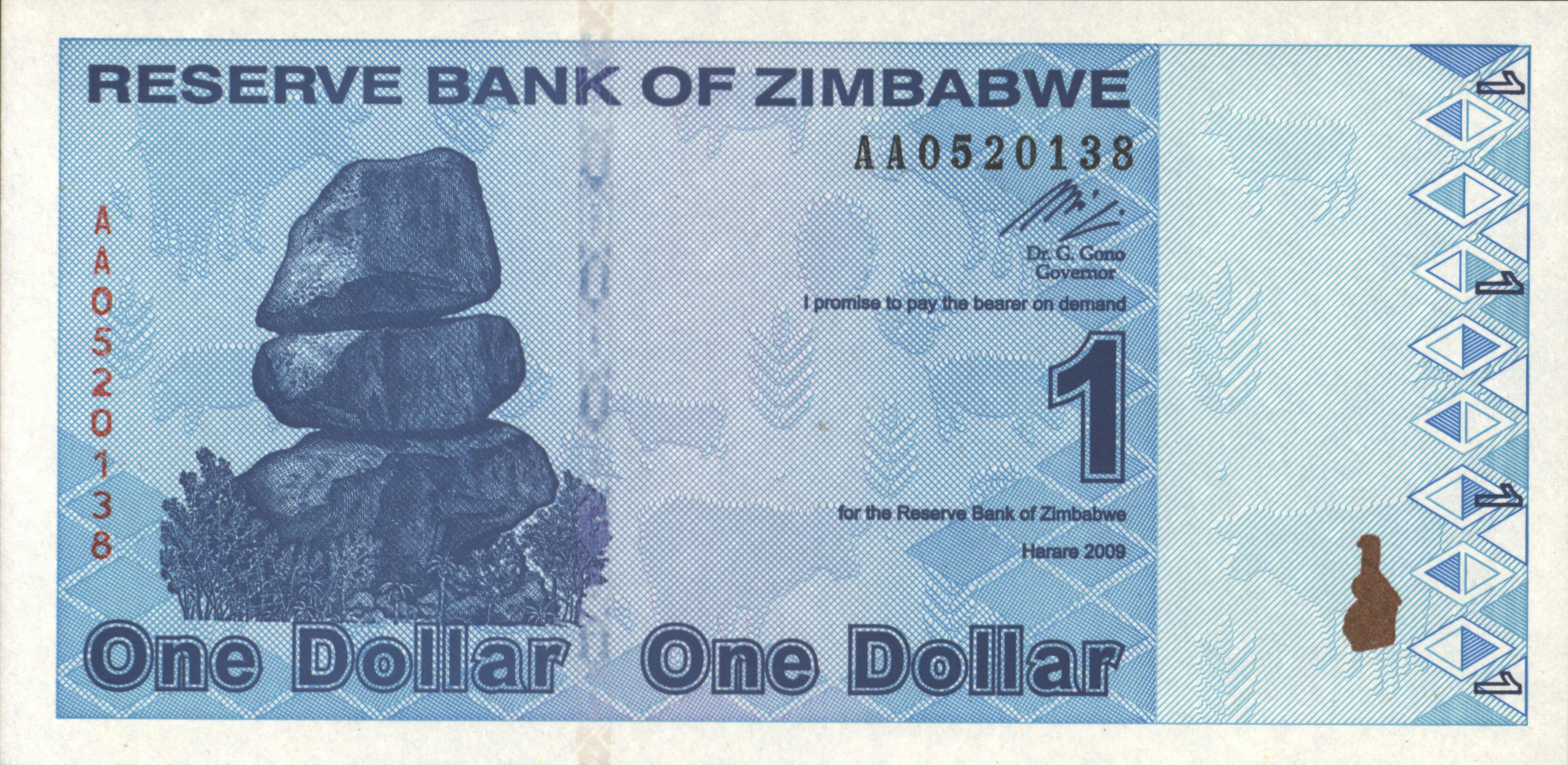 Zimbabwe - 2009 Issues.  P92 1 Dollar 2009