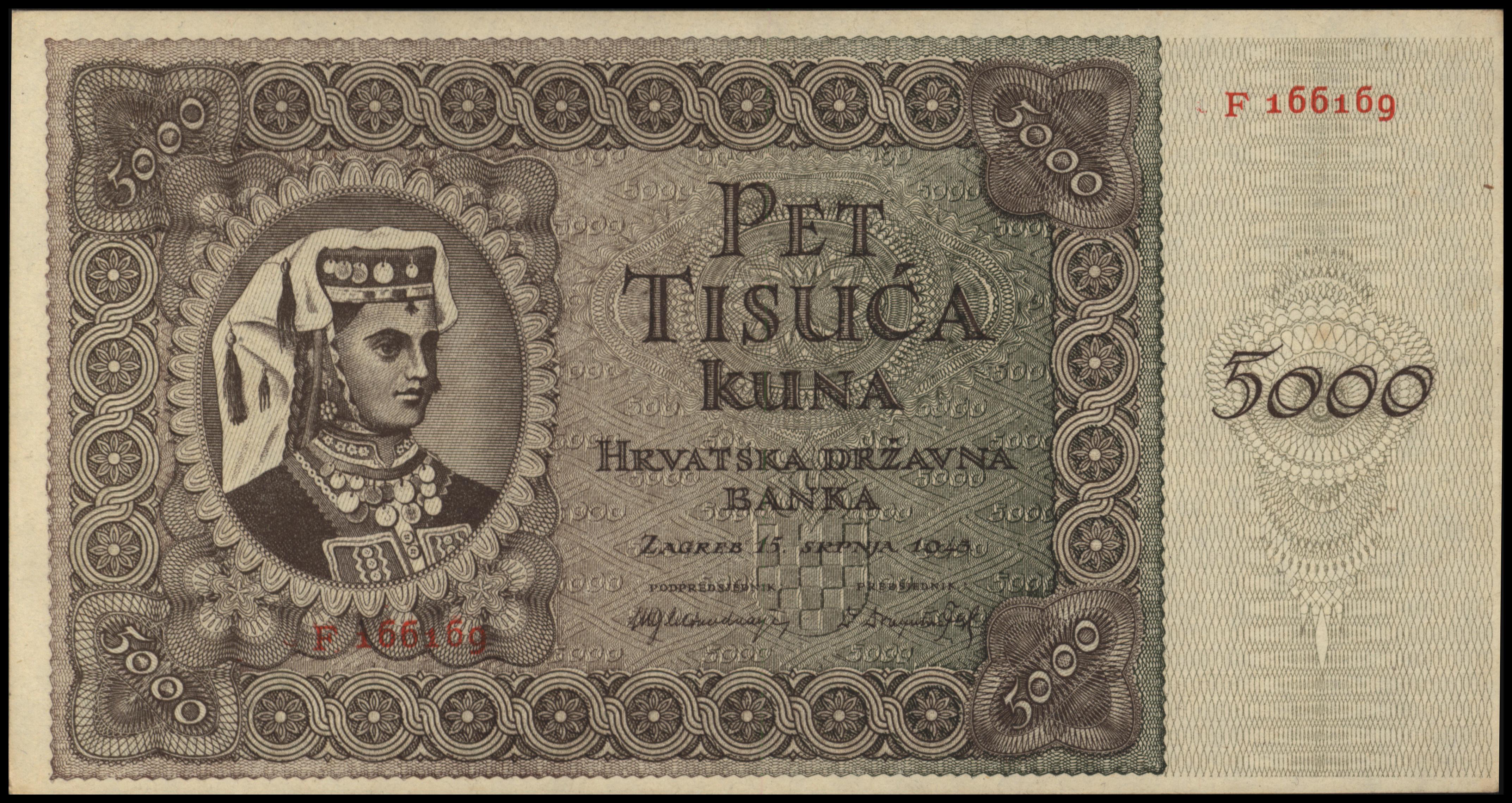 Kroatië  P14 5.000 Kuna 1943