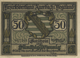 Duitsland - Noodgeld - Auerbach i. Vogtland  Grab. 53.1.a.1 50 Pfennig 1921