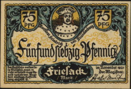 Duitsland - Noodgeld - Friesack Grab.: 396 75 Pfennig 1921