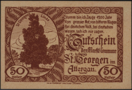 Oostenrijk - Noodgeld - St. Georgen im Attergau KK.889 50 Heller 1920