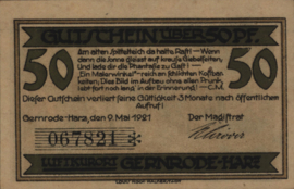 Duitsland - Noodgeld - Gernrode Grab.: 423 50 Pfennig 1921