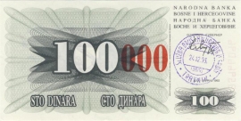 Bosnië-Herzegovina  P56.d 100.000 Dinara 1993