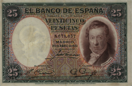 Spain  P81 25 Pesetas 1931