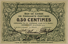 België - Noodgeld - Lambermont  50 Centimes 1914