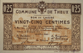 België - Noodgeld - Theux  25 Centimes 1915