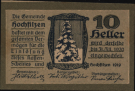 Austria - Emergency issues - Hochfilzen KK.:382 10 Heller 1921