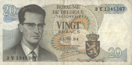 België P138.a2 20 Francs 1964