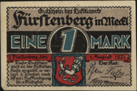 Germany - Emergency issues - Fürstenberg in Meckl Grab.: 402 1 Mark 1921