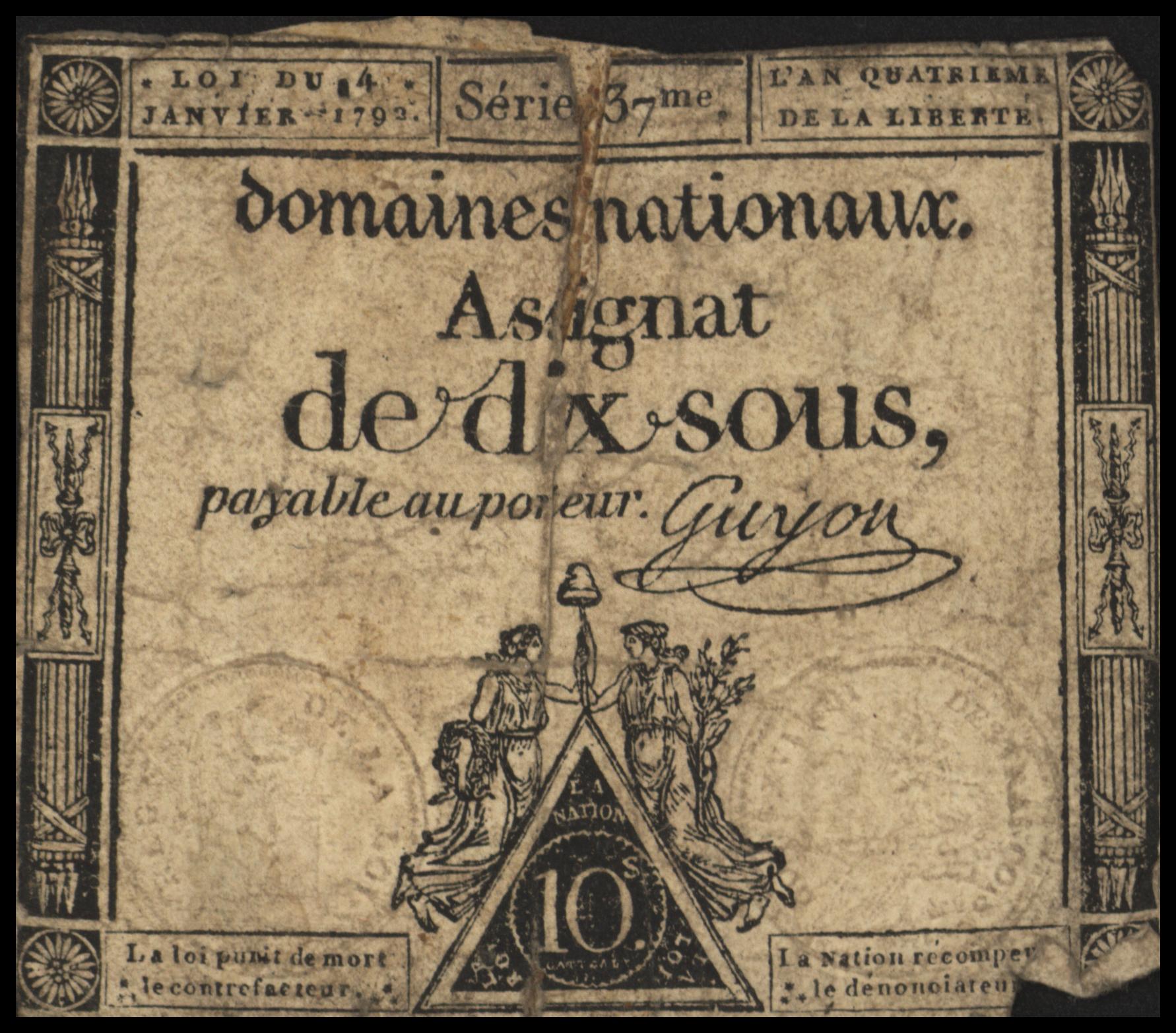 Frankrijk - Domaines Nationaux   PA53.GUYON.a 10 Sous 1792
