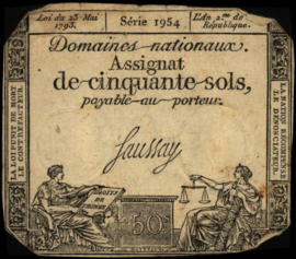 Frankrijk - Domaines Nationaux  PA70.b 50 Sols 1793
