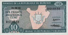 Burundi  P33 10 Francs 1981-2007
