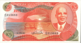 Malawi  P20 5 Kwacha 1988