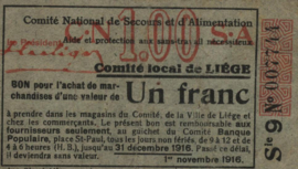 België - Noodgeld - Liege (Luik)  1 Franc 1916