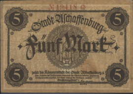 Duitsland - Noodgeld - Aschaffenburg  Geiger:22.01 5 Mark (No date)