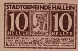 Oostenrijk - Noodgeld - Hallein KK.:344 10 Heller 1919