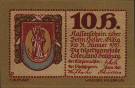 Oostenrijk - Noodgeld - Lofer KK.:560 10 Heller 1921