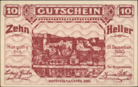 Oostenrijk - Noodgeld - Weitenegg KK.:1163 10 Heller 1920