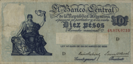Argentina P253 10 Pesos 1936-43 (No date)