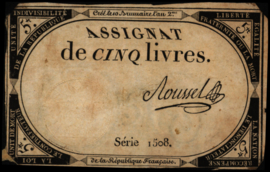 Frankrijk - Domaines Nationaux  PA76.093/100.Roussel 5 Livres 1793