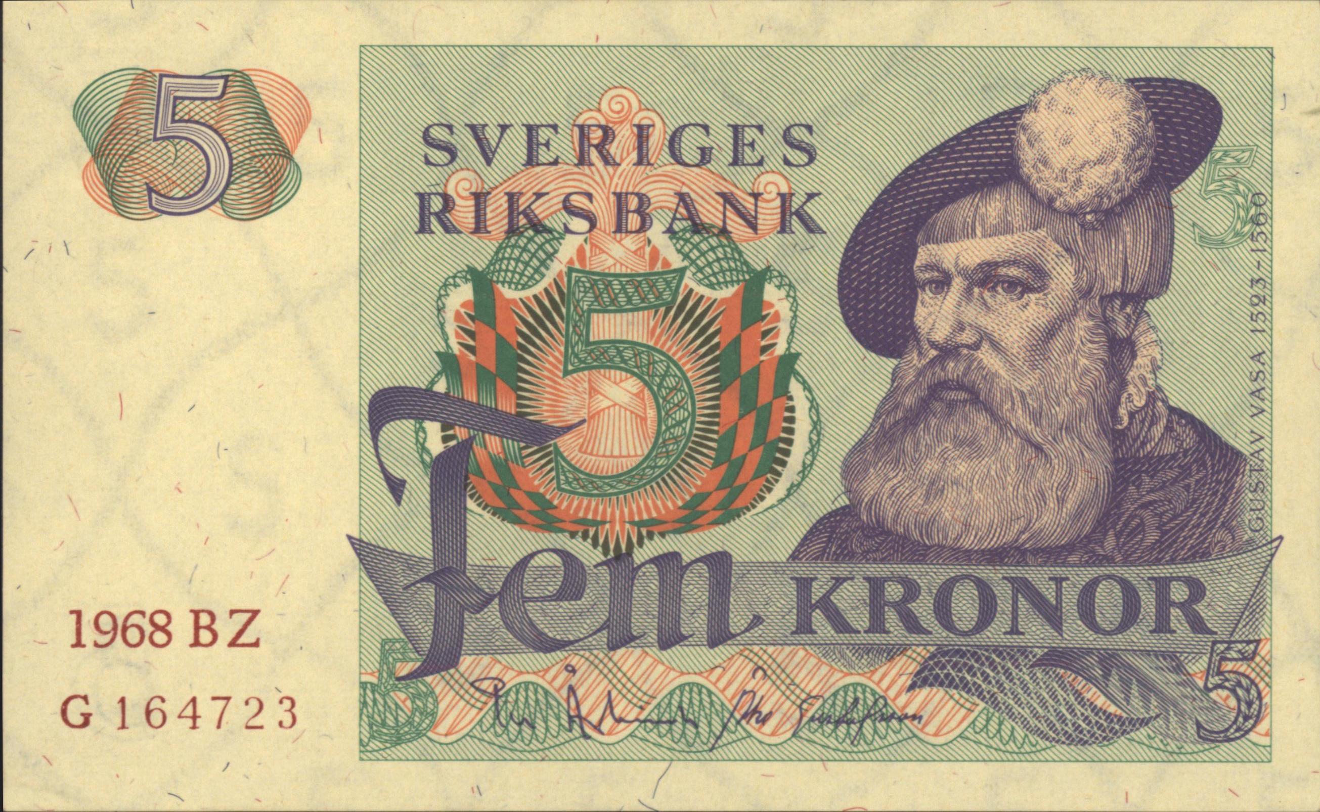 Sweden  P51.a 5 Kronor 1968