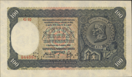 Slowakije  P11.s 100 Korún (Sto) 1940 SPECIMEN