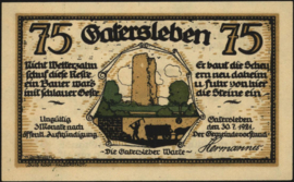 Duitsland - Noodgeld - Gatersleben Grab. 409.1 75 Pfennig 1921