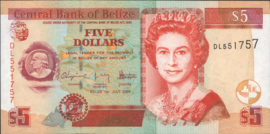 Belize  P67.d 5 Dollars 2009
