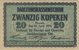 Germany Ros457: 20 Kopeken 1916 VF/XF