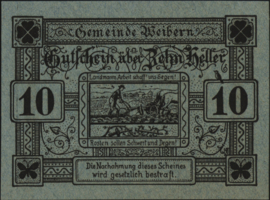 Oostenrijk - Noodgeld - Weibern KK. 1146 10 Heller 1920