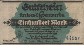 Duitsland - Noodgeld - Liebenwerda Müller:2720 100 Mark 1922