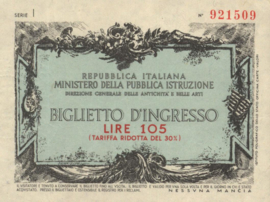 Italië Toegangsbewijzen - Biglietto D'Ingresso  105 Lire (No date)