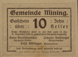 Austria - Emergency issues - Mining KK.:613 10 Heller 1920