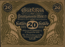 Oostenrijk - Noodgeld - Melk KK.:605 20 Heller 1920