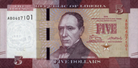 Liberia  P31 5 Dollars 2016-'17