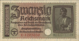 Reichskredit-kassenscheine PL1300.5.a 20 Reichsmark 1939