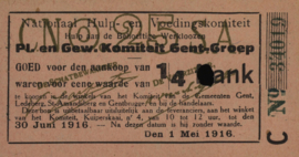 België - Noodgeld - Gent  1/4 Frank 1916