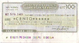 Banca Cattolica del Veneto - 100 Lire