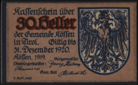 Austria - Emergency issues - Kössen KK468 30 Heller 1920