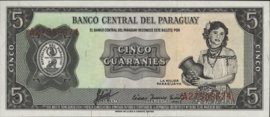 Paraguay P195.b 5 Guaranies 1952