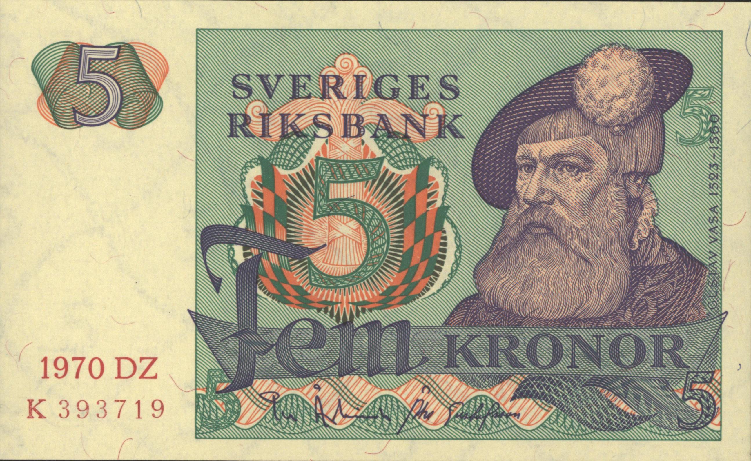 Sweden  P51.b 5 Kronor 1970