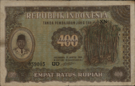 Republic Indonesia 1945-1949  P35 400 Rupiah 1948