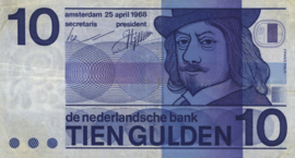 Nederland  PL47.a2 10 Gulden 1968. Bulls-eye.