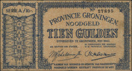 Netherlands, Emergency, Groningen, Province, WW-II   PL475 10 Gulden 1940