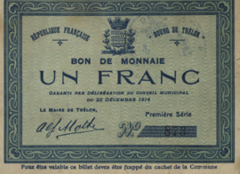 Frankrijk - Noodgeld - Trélon JPV-59.2508 1 Franc 1914-'15