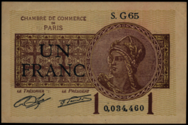 France - Emergency - Paris - Chambre de Commerce  Pirot:97.23 1 Franc 1920